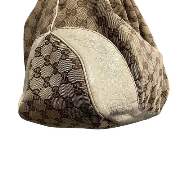 Gucci Charlotte Hobo Shoulder Bag Brown Canvas GG Monogram / Cream Leather AS IS - Picture 9 of 16